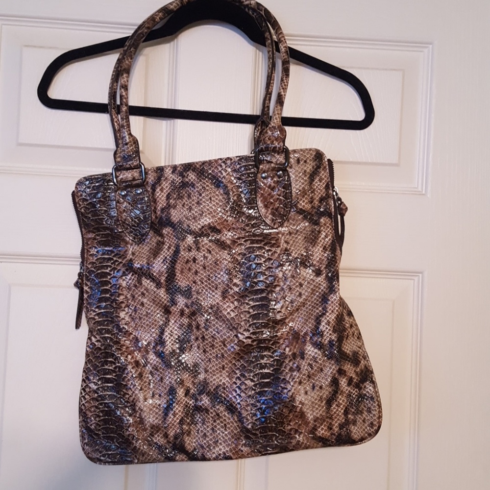 Patent Leather Brown Snakeskin bag.